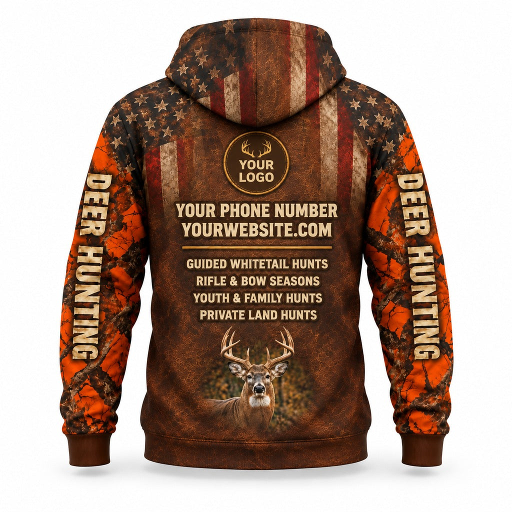 HG042 - Custom Hunting Guide Hoodie - Premium Orange Flag - back