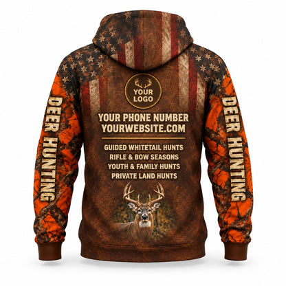 HG042 - Custom Hunting Guide Hoodie - Premium Orange Flag - back