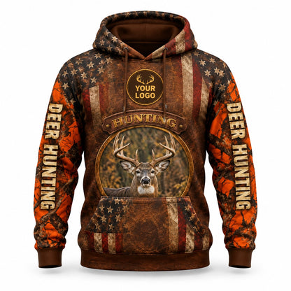 HG042 - Custom Hunting Guide Hoodie - Premium Orange Flag - front