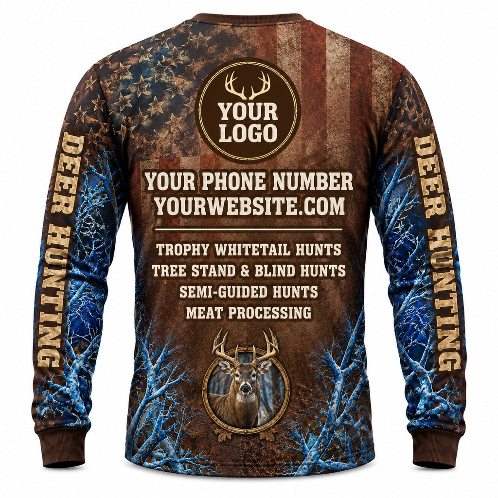 HG043 - Custom Hunting Guide Shirt - Premium Blue Flag - back