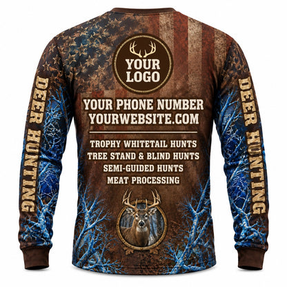 HG043 - Custom Hunting Guide Shirt - Premium Blue Flag - back
