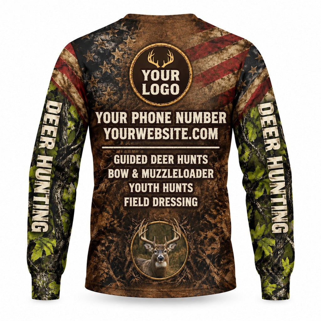 HG044 - Custom Hunting Guide Shirt - Premium Green Flag - back