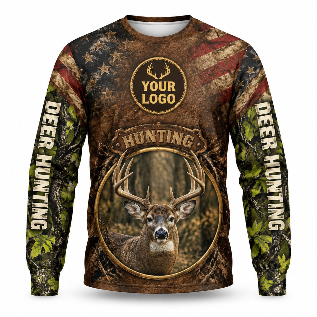 HG044 - Custom Hunting Guide Shirt - Premium Green Flag - front