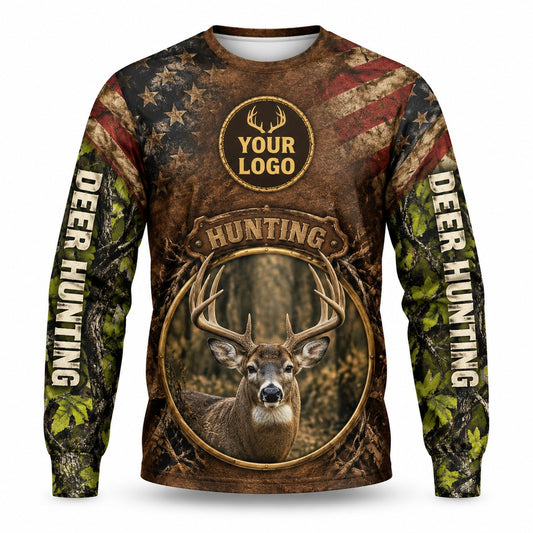 HG044 - Custom Hunting Guide Shirt - Premium Green Flag - front