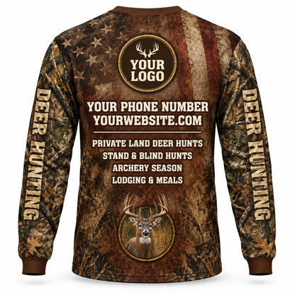 HG045 - Custom Hunting Guide Shirt - Premium Grass Flag - back