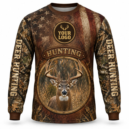 HG045 - Custom Hunting Guide Shirt - Premium Grass Flag - front