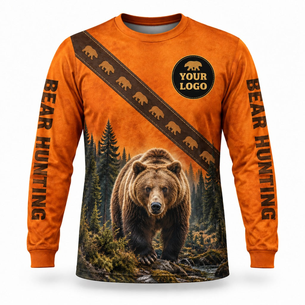 HG047 - Custom Hunting Guide Shirt - Suede Bear - front