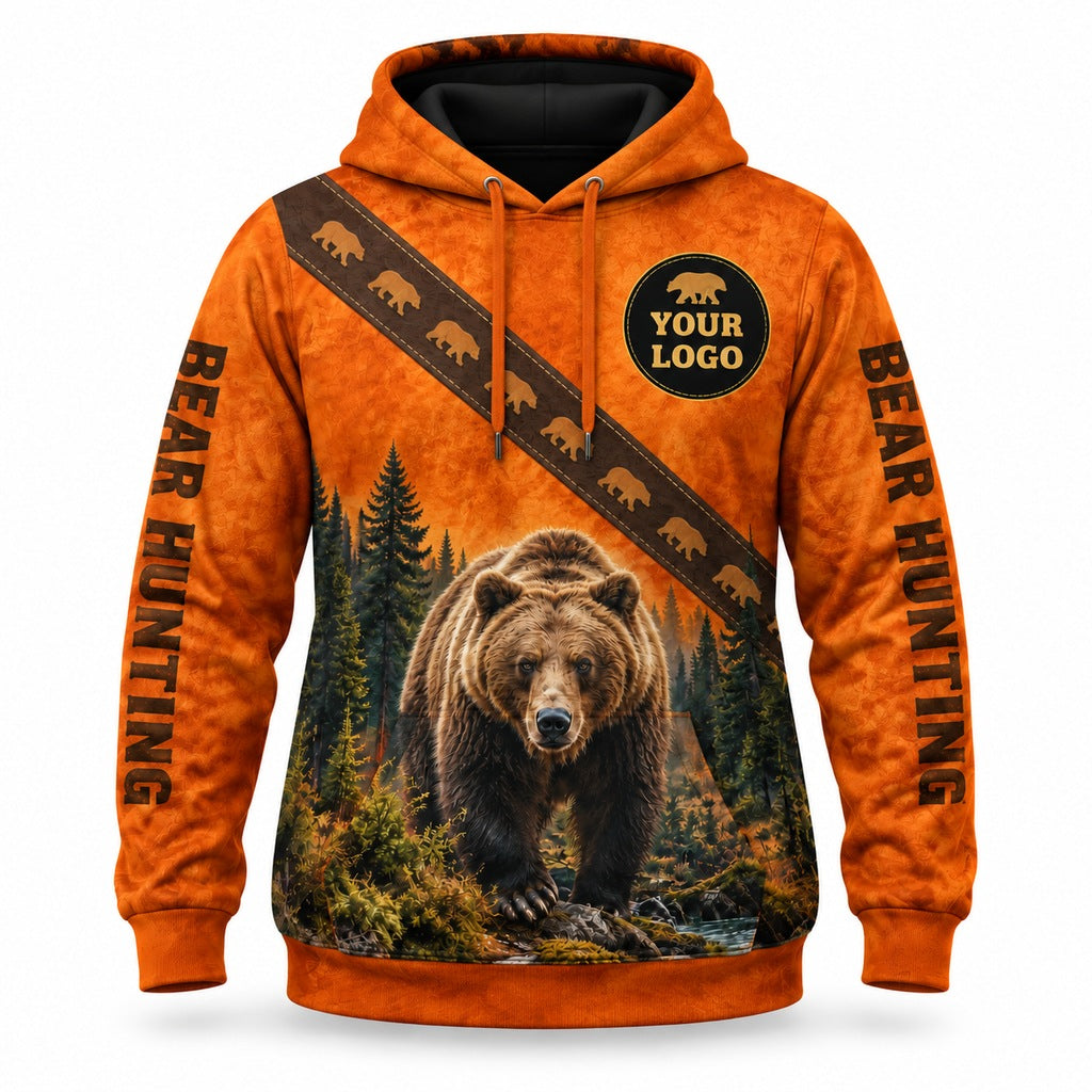 HG047 - Custom Hunting Guide Hoodie - Suede Bear - front