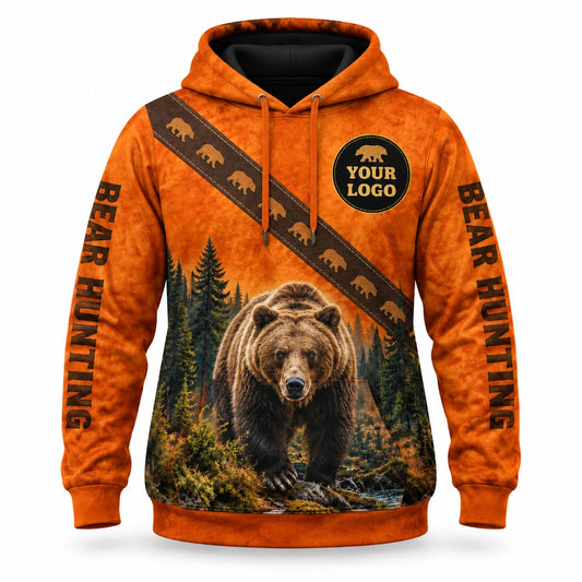 HG047 - Custom Hunting Guide Hoodie - Suede Bear - front