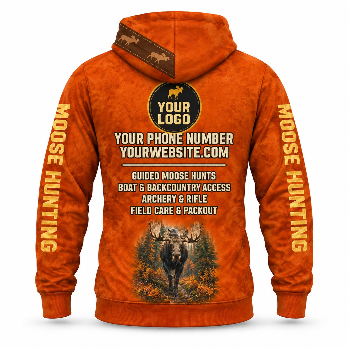 HG049 - Custom Hunting Guide Hoodie - Suede Moose - back