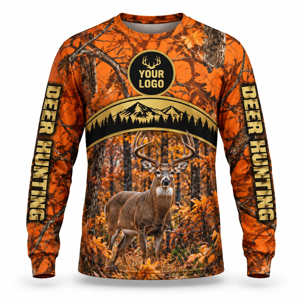 HG050 - Custom Hunting Guide Shirt - Gold Arch Buck - front