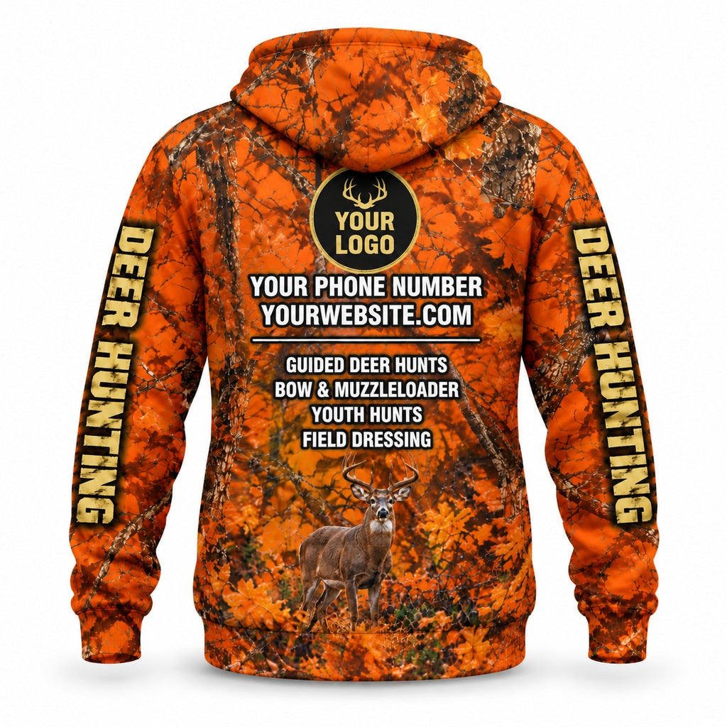 HG050 - Custom Hunting Guide Hoodie - Gold Arch Buck - back