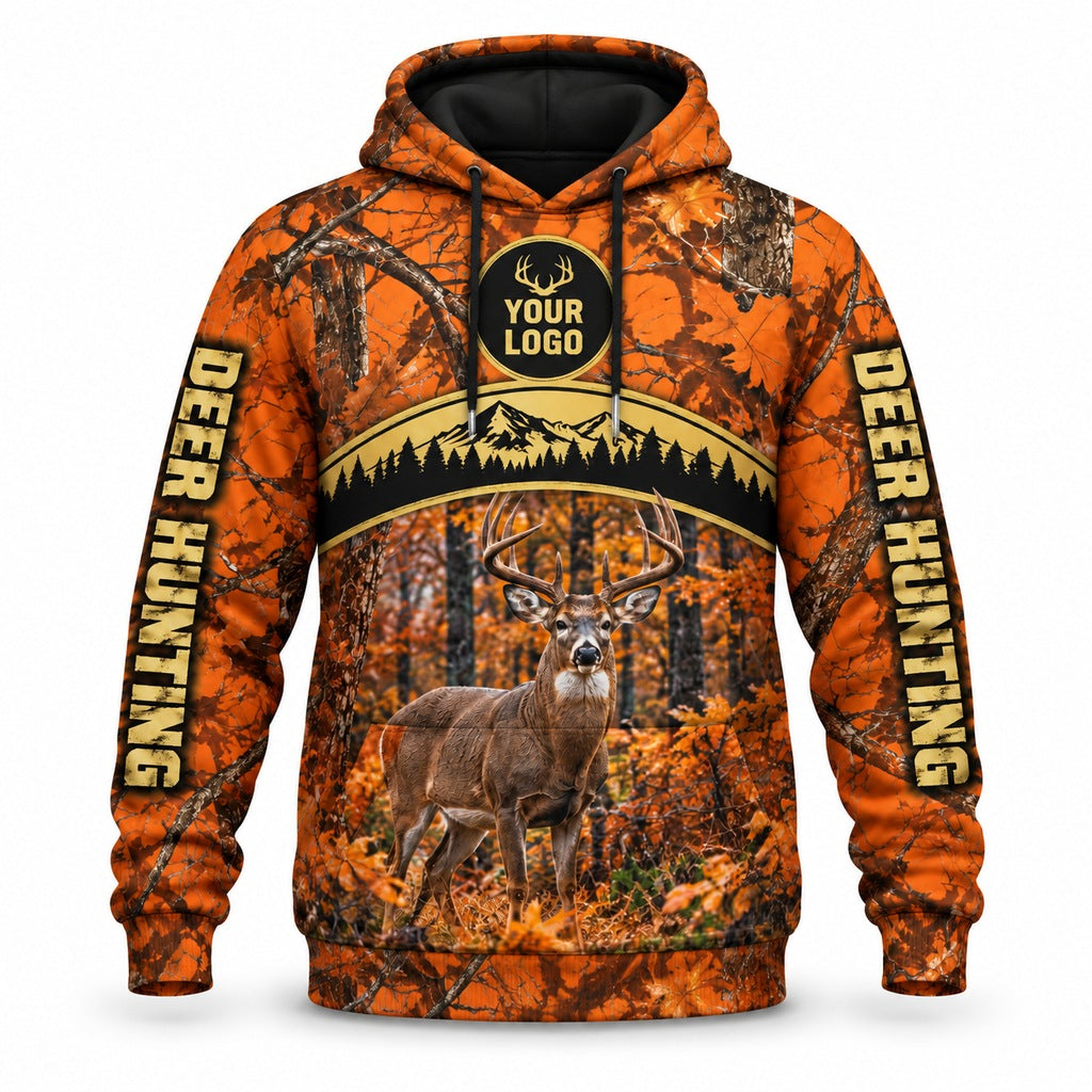 HG050 - Custom Hunting Guide Hoodie - Gold Arch Buck - front