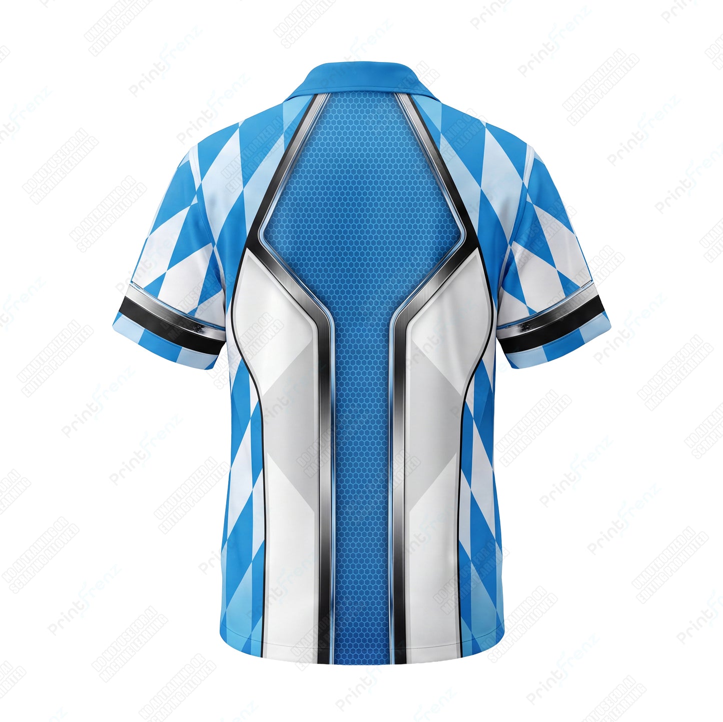 Azure Harlequin Diamond custom HVAC shirt HVPB10 - back