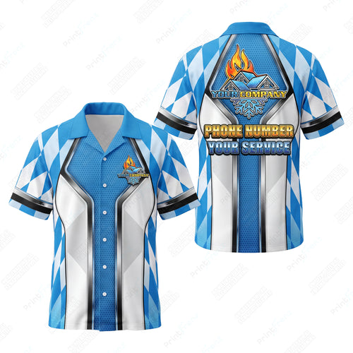 Azure Harlequin Diamond custom HVAC shirt HVPB10 - key