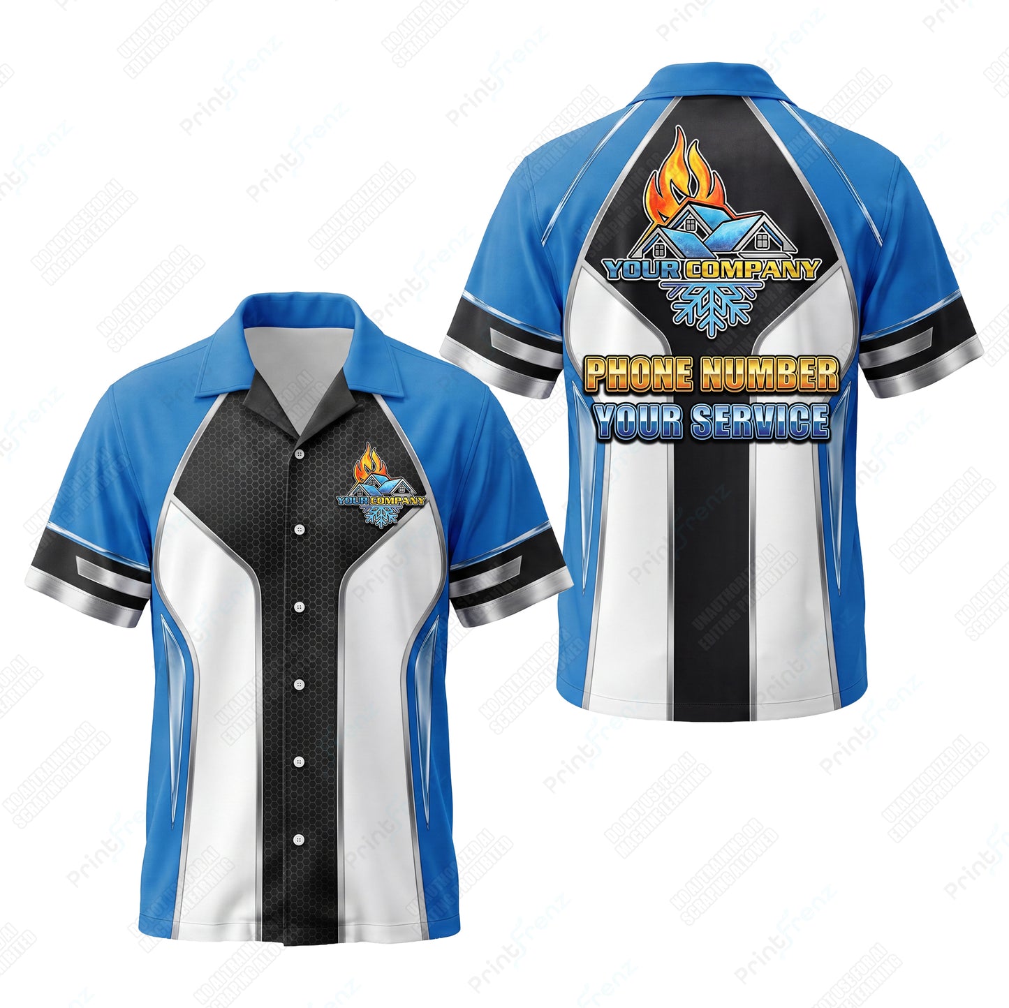 Classic Cobalt Bowler custom HVAC shirt HVPB12 - key