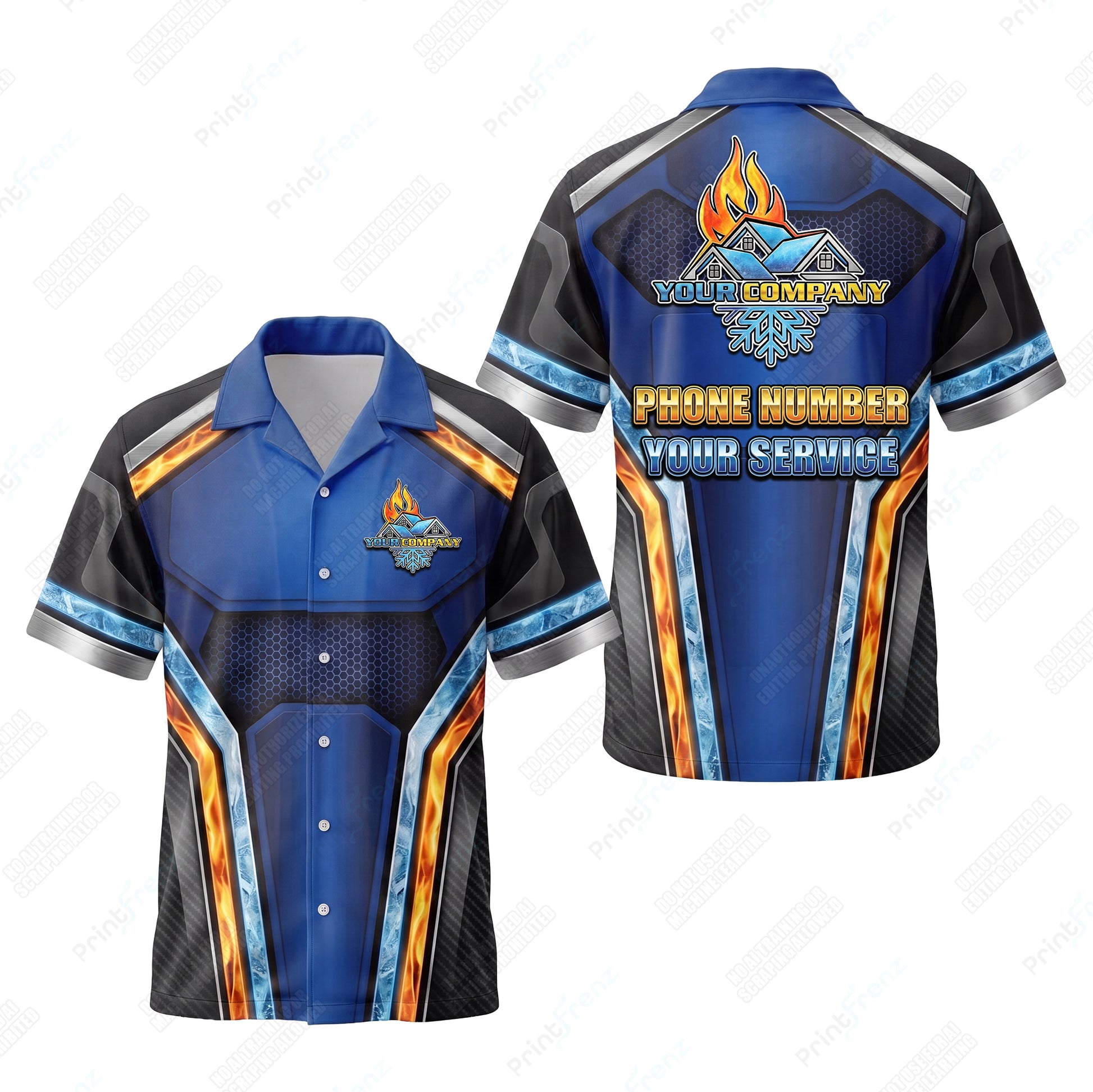 Carbon Fire Ice Core custom HVAC shirt HVPB14 - key