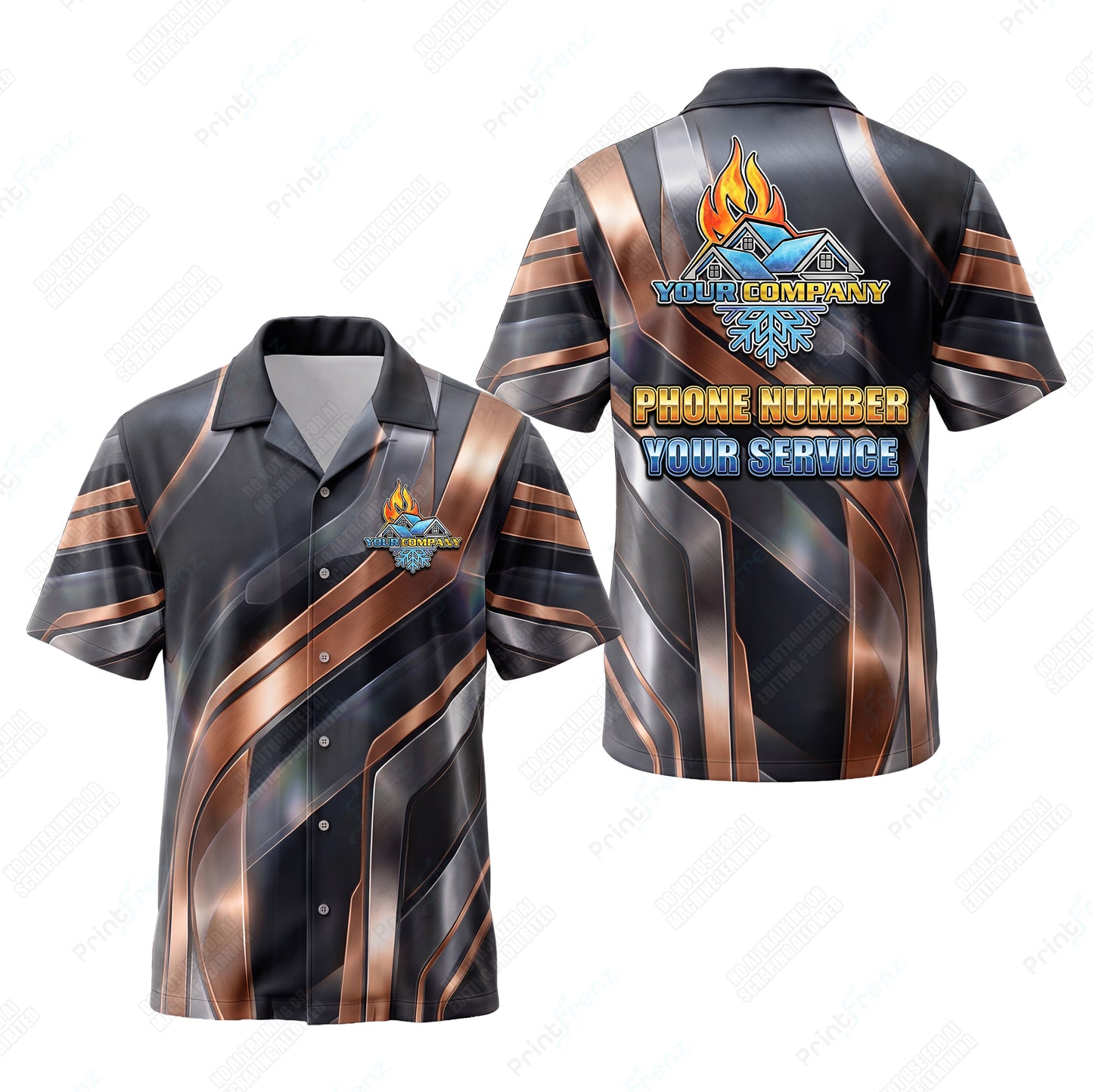 Bronze Wave Chrome custom HVAC shirt HVPBR06 - key