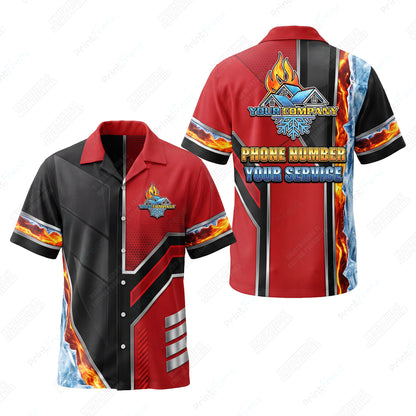 Crimson Split Frost Fire custom HVAC shirt HVPR02 - key