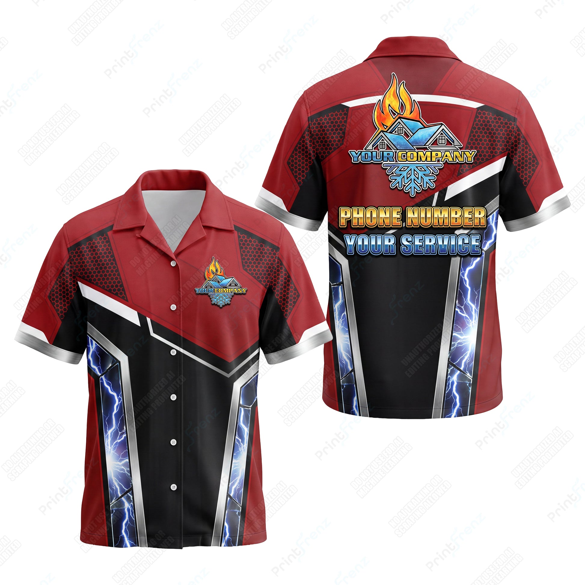 Voltage Red Bolt custom HVAC shirt HVPR07 - key