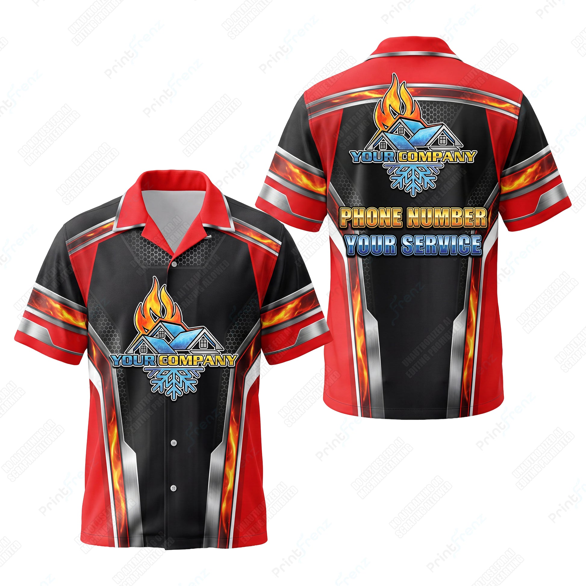 Blazing Silver Stripe custom HVAC shirt HVPR09 - key