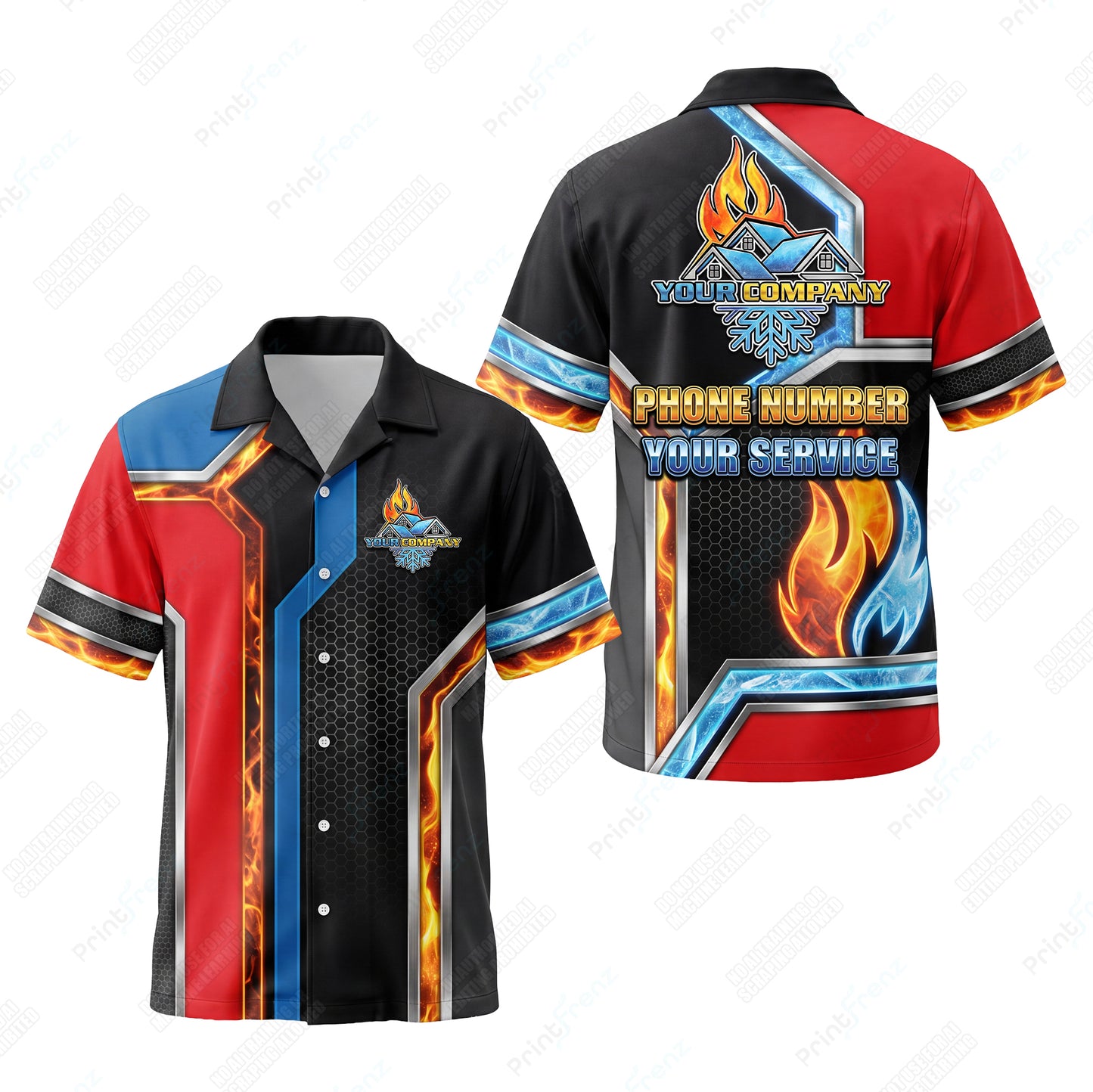 Tri-Torch Blue Flame custom HVAC shirt HVPR16 - key