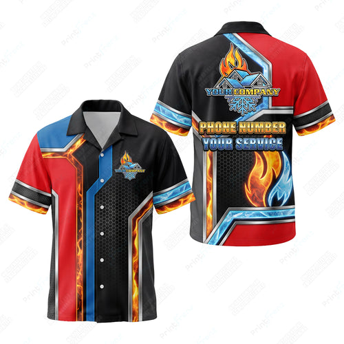 Tri-Torch Blue Flame custom HVAC shirt HVPR16 - key