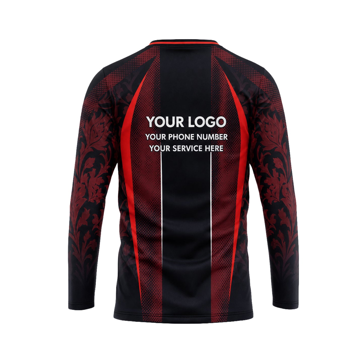 Crimson Baroque Damask custom jersey JSC0009 - back