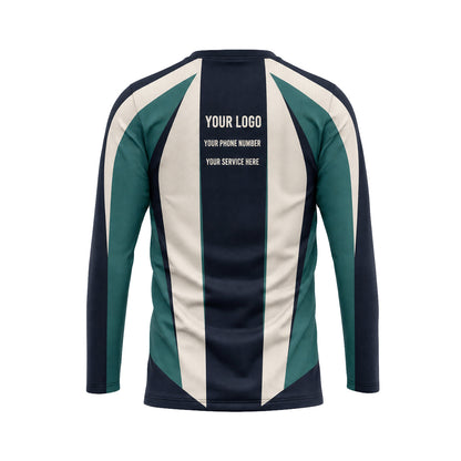 Teal Navy Colorblock custom jersey JSC0011 - back