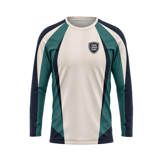 Teal Navy Colorblock custom jersey JSC0011 - front