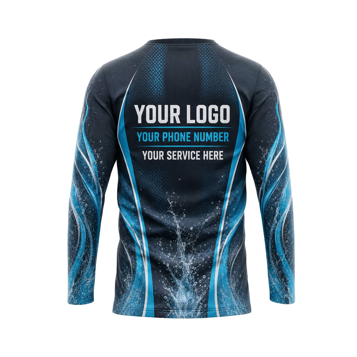Cyan Swirl Splash custom jersey PWJSC0001 - back