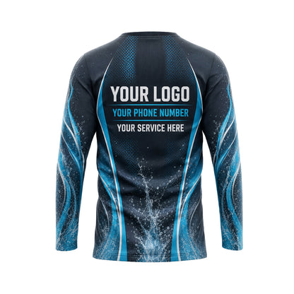 Cyan Swirl Splash custom jersey PWJSC0001 - back