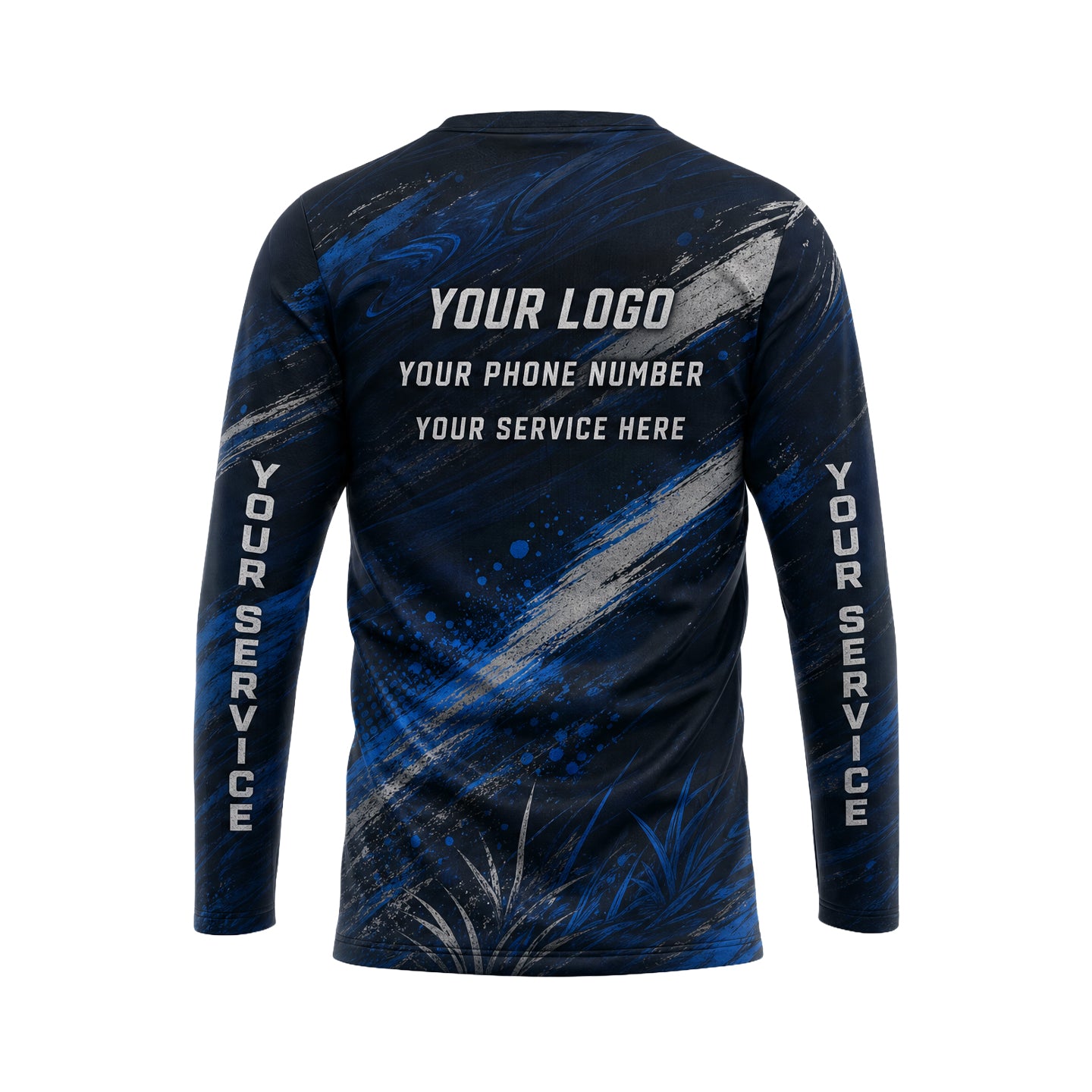 Cobalt Blade Grass abstract print shirt LCABSV0002 - back