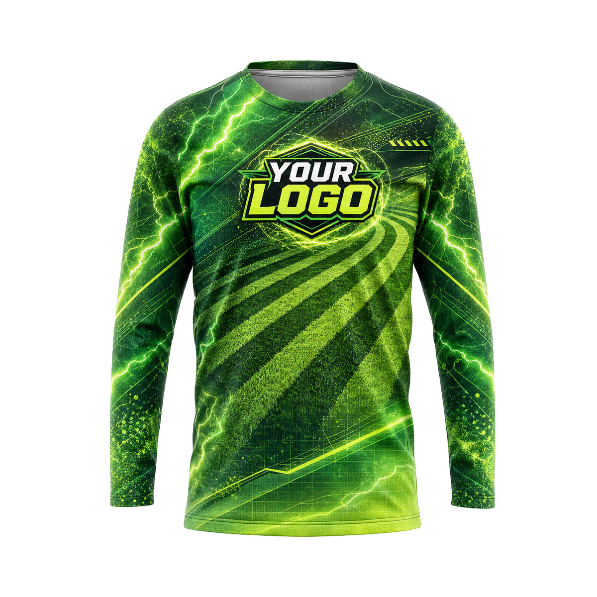 Voltage Turf Streaks Green Pulse lawn care shirt LCGP0029 - front