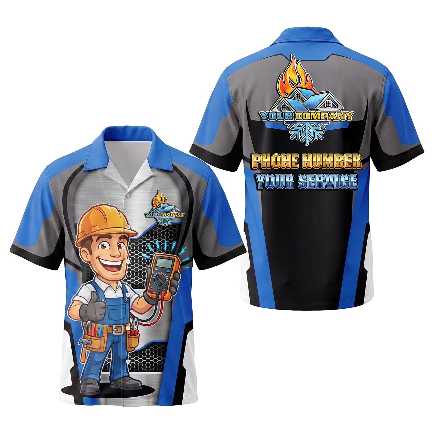 Sparky Meter Electrician Blue Electrician mascot shirt ELMC01B - key