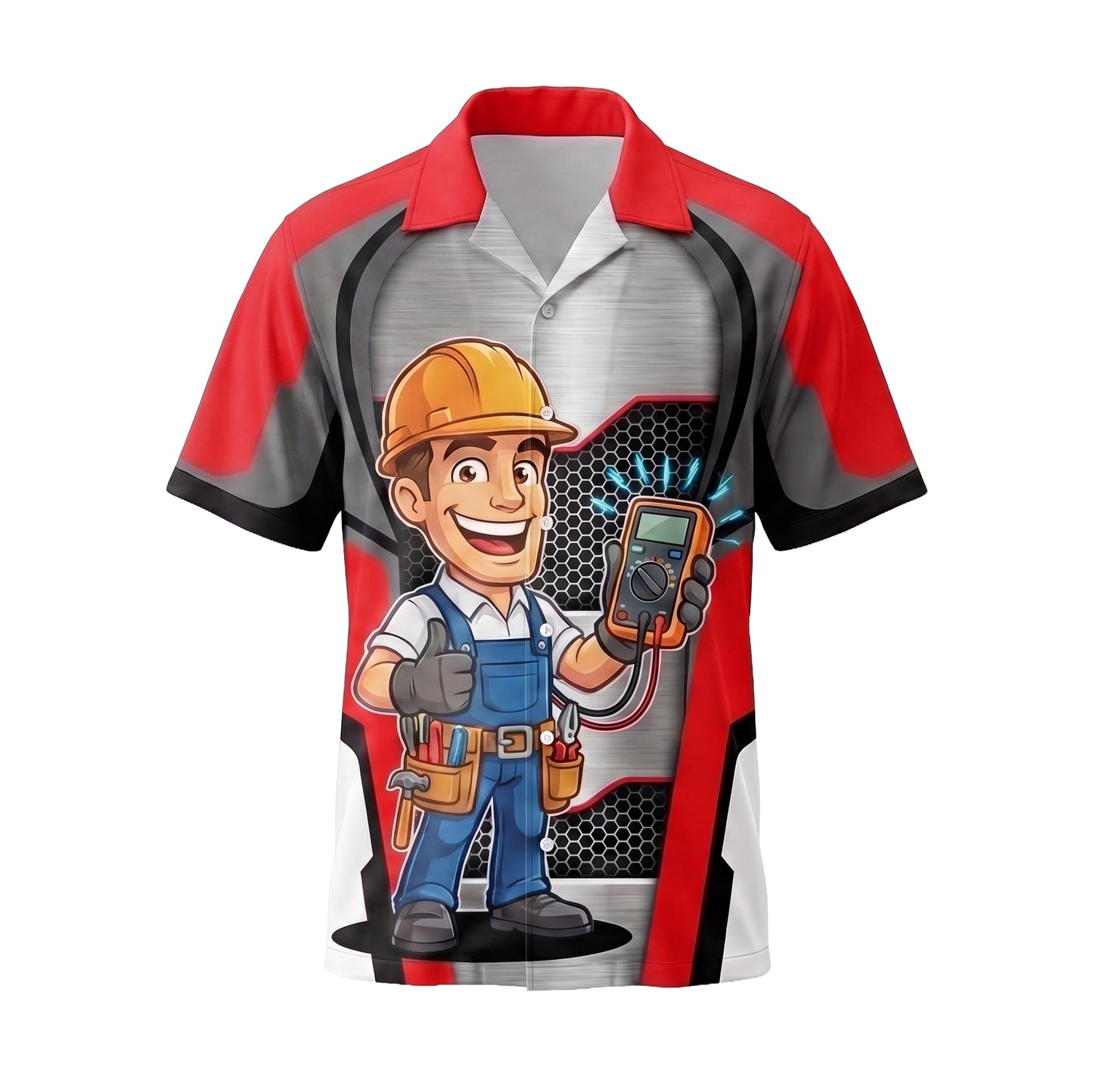 Sparky Meter Electrician Red Electrician mascot shirt ELMC01R - front