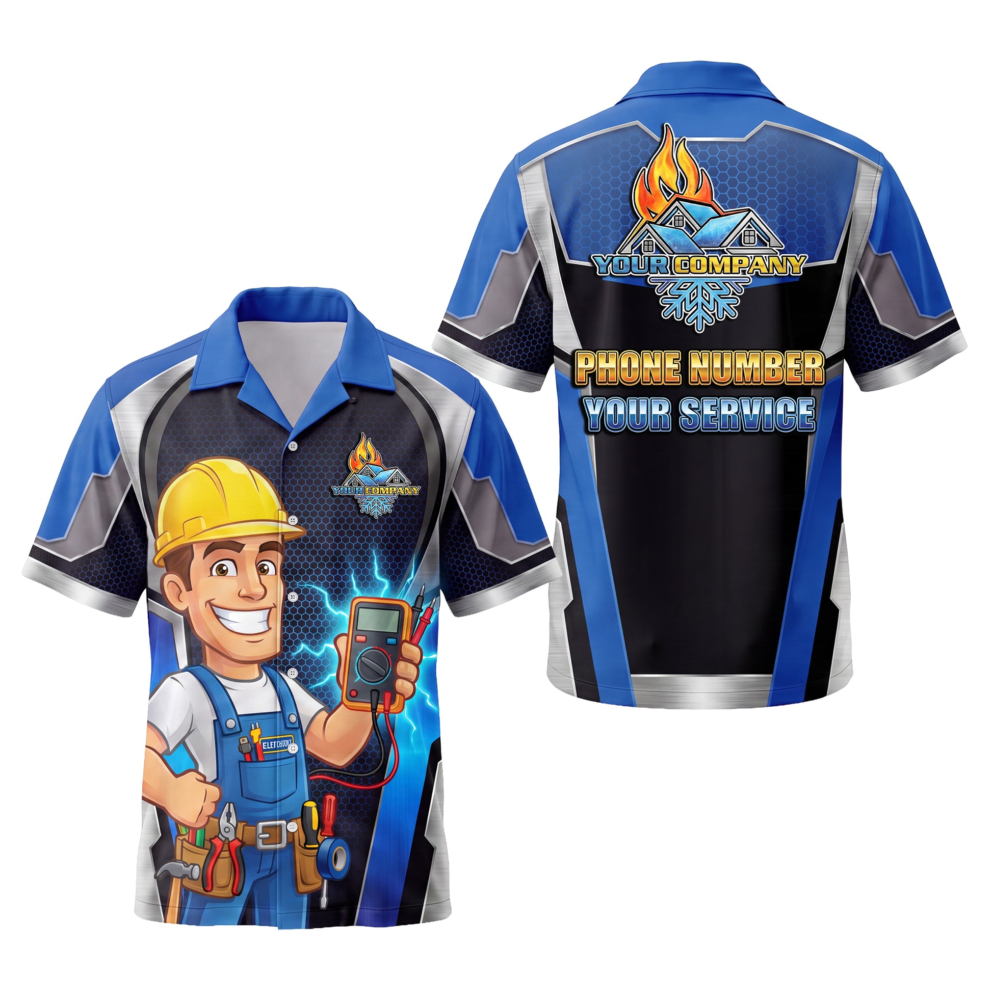 Live Wire Electrician Blue Electrician mascot shirt ELMC02B - key