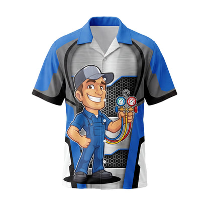 Cool Blue Gauge Tech HVAC mascot shirt HVMC01B - front