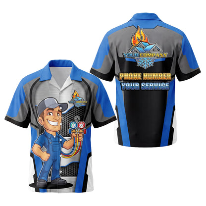 Cool Blue Gauge Tech HVAC mascot shirt HVMC01B - key