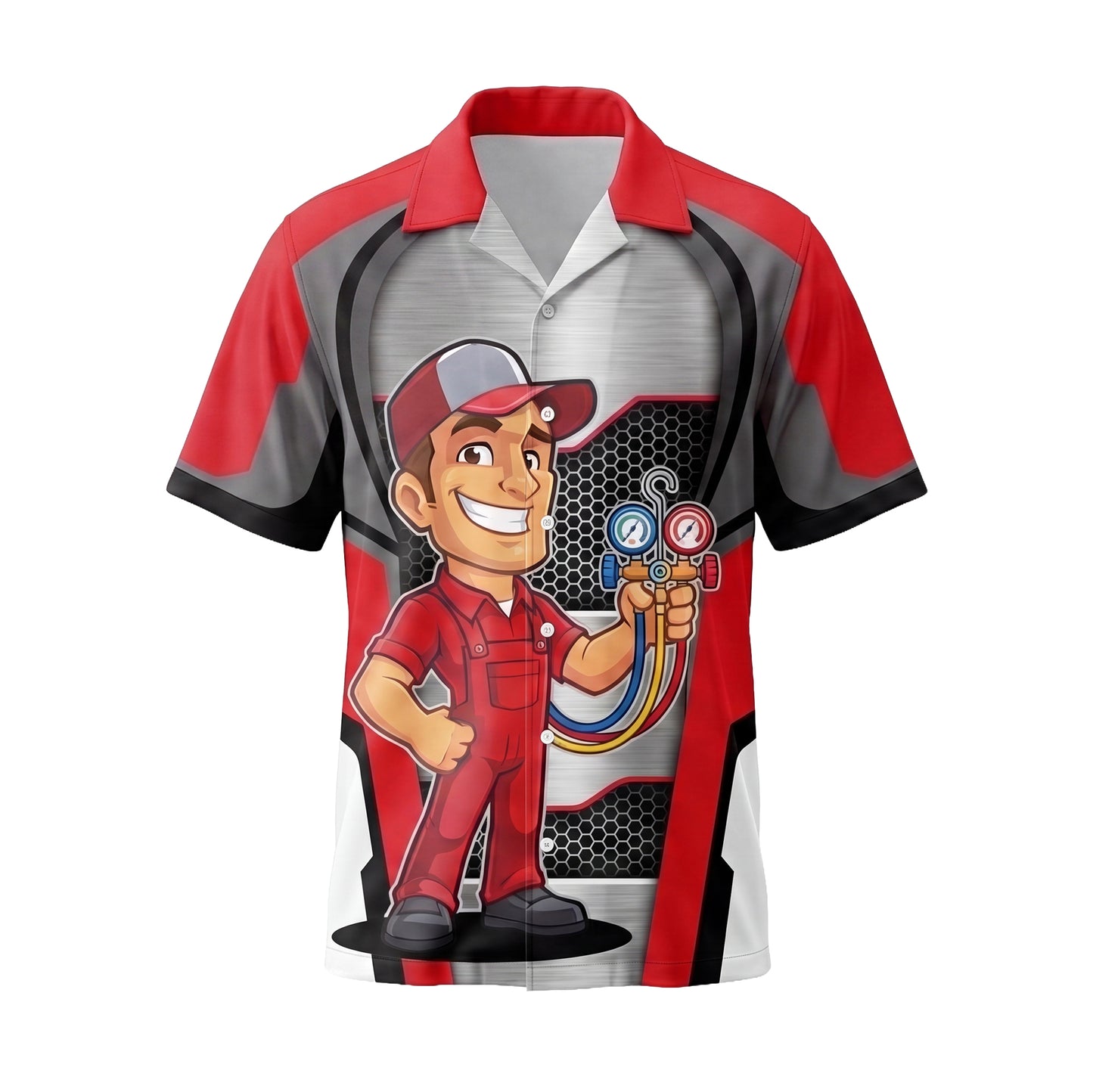 Red-Hot Gauge Tech HVAC mascot shirt HVMC01R - front