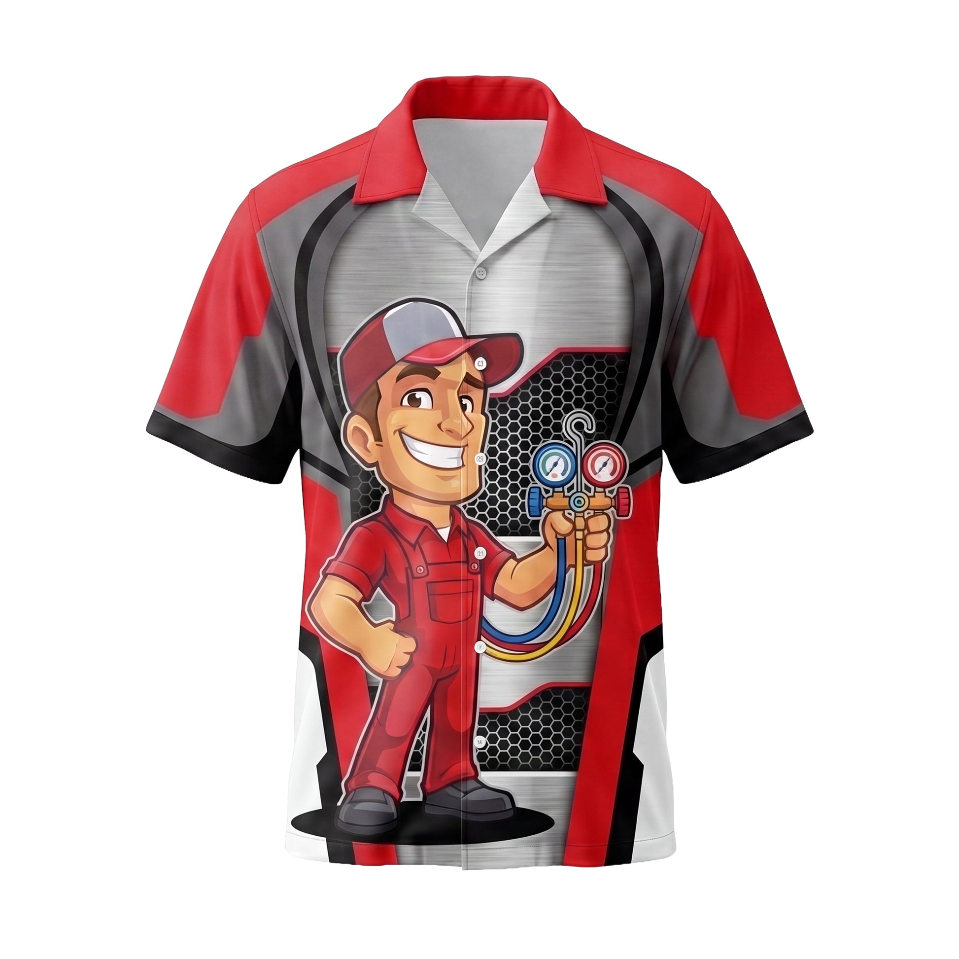 Red-Hot Gauge Tech HVAC mascot shirt HVMC01R - front