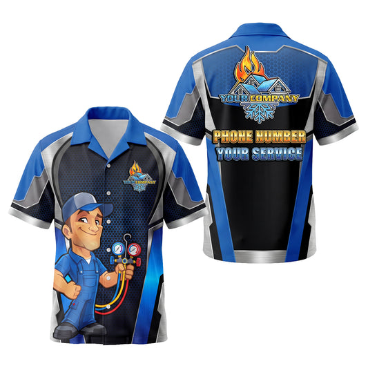 Blue Confident Refrigerant Pro HVAC mascot shirt HVMC02B - key
