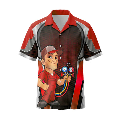 Red Confident Refrigerant Pro HVAC mascot shirt HVMC02R - front