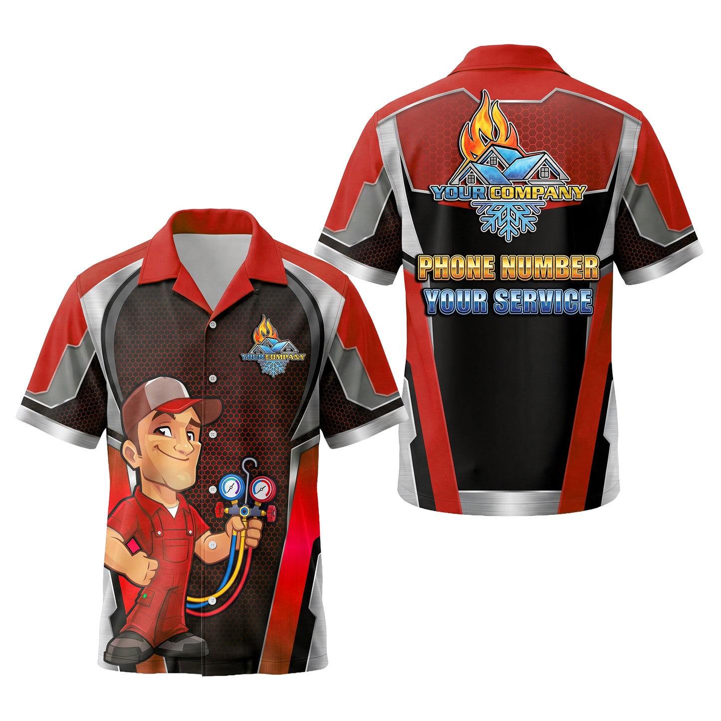 Red Confident Refrigerant Pro HVAC mascot shirt HVMC02R - key