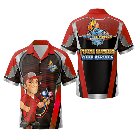Red Confident Refrigerant Pro HVAC mascot shirt HVMC02R - key