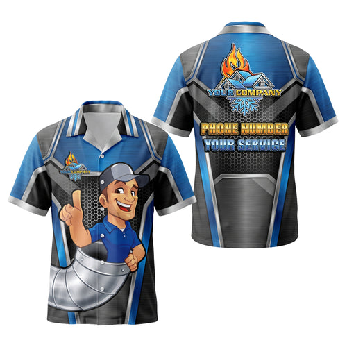 Number One Duct Guy Blue HVAC mascot shirt HVMC04B - key