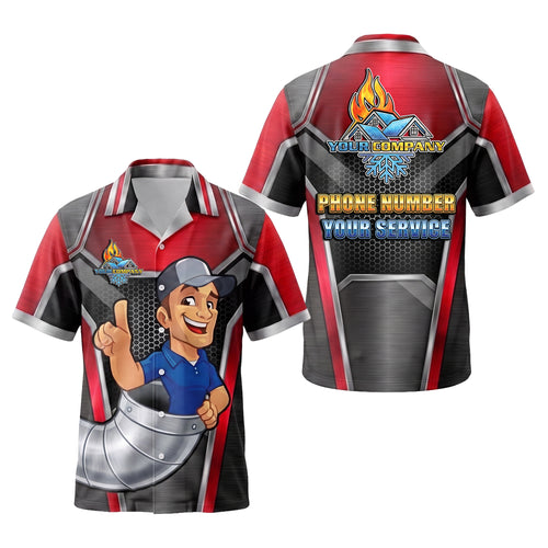 Number One Duct Guy Red HVAC mascot shirt HVMC04R - key