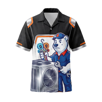 Fired-Up Frost Bear Mechanic HVAC mascot shirt HVMC08 - front