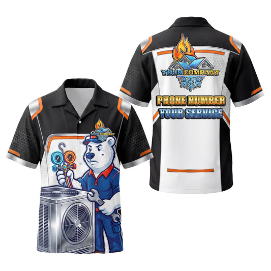 Fired-Up Frost Bear Mechanic HVAC mascot shirt HVMC08 - key