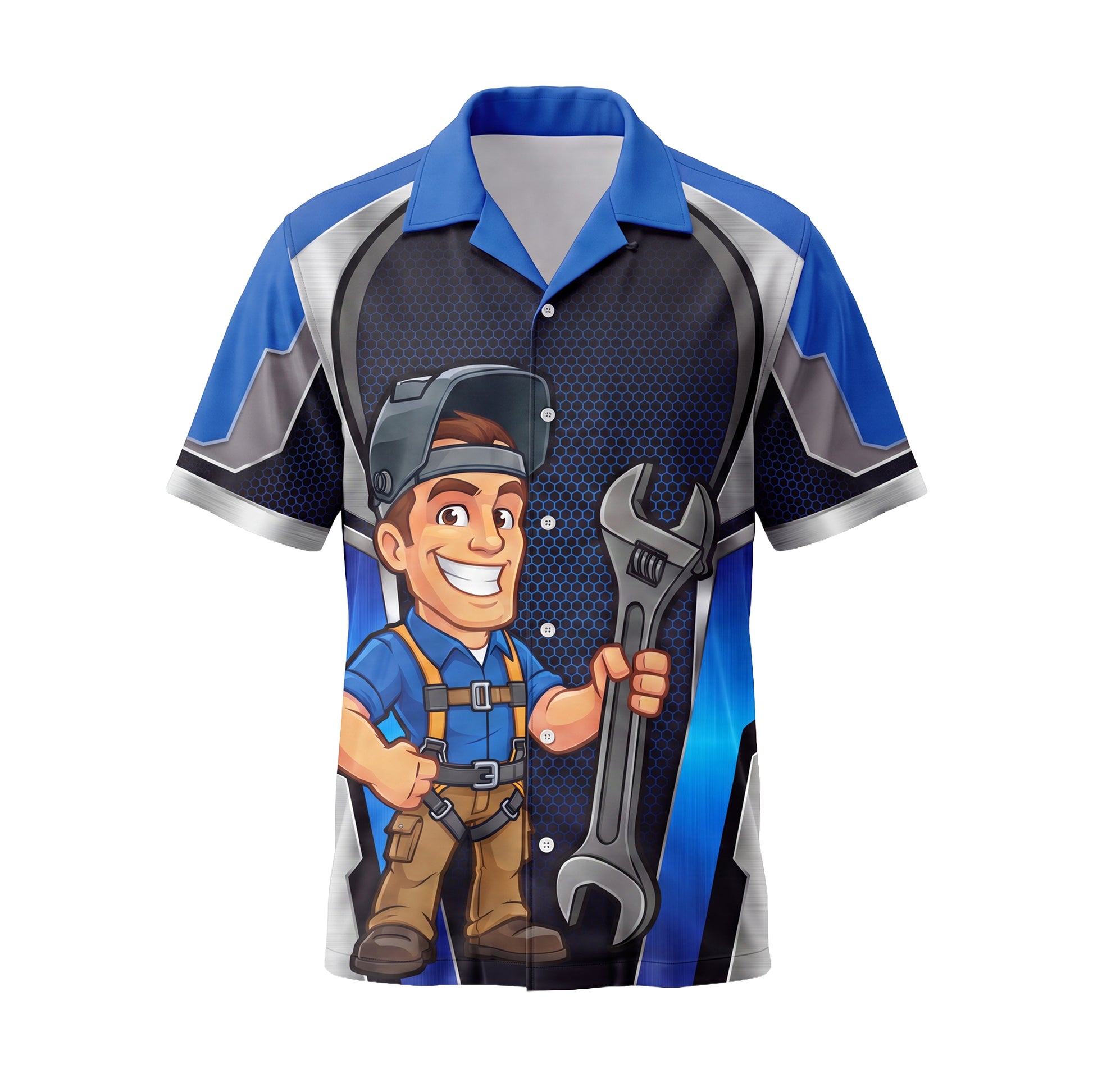 Rigging Harness Ironworker Blue Ironworker mascot shirt IRONMC02B - front